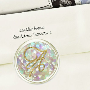 ALLE INITIALEN Gold-Schrift-Monogramm Off White Mo Runder Aufkleber