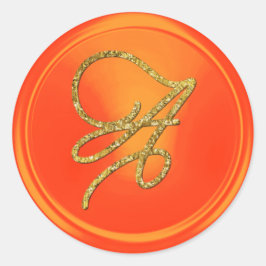 ALLE INITIALEN Gold Schrift Monogramm Orange Runder Aufkleber