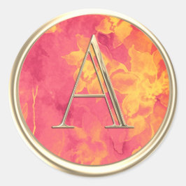 ALLE INITIALEN Monogramm Abstrakt Orange Pink Flor Runder Aufkleber