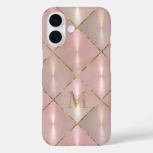 ALLE INITIALEN Rosa Mutter des Perlgolds Monogram iPhone 16 Hülle
