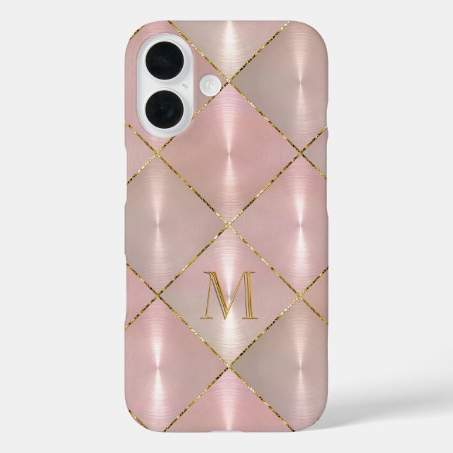 ALLE INITIALEN Rosa Mutter des Perlgolds Monogram Case-Mate iPhone Hülle (Rückseite)