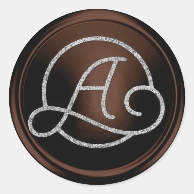 ALLE INITIALEN Silber Kreis Monogramm Schokolade Runder Aufkleber (Vorderseite)