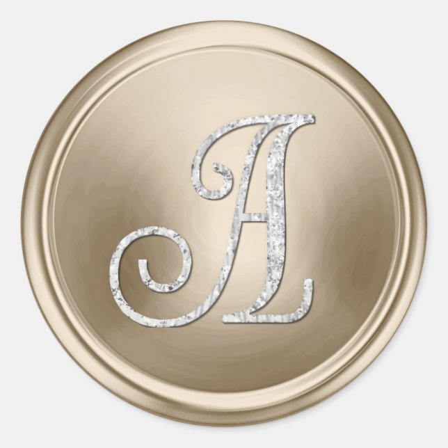 ALLE INITIALEN Silber-Monogramm 3 Champagner Runder Aufkleber (Vorderseite)