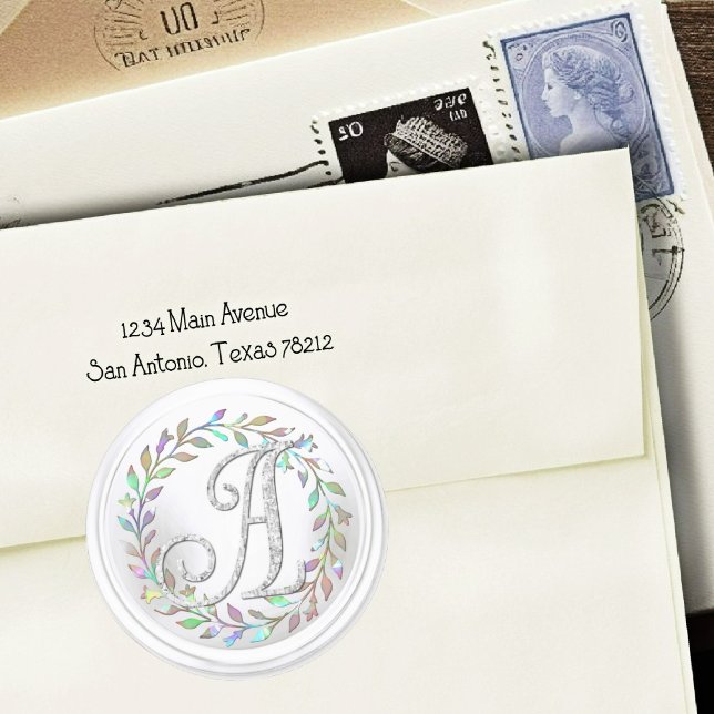 ALLE INITIALEN Silber-Monogramm 3 Kranz Runder Aufkleber (Von Creator hochgeladen)