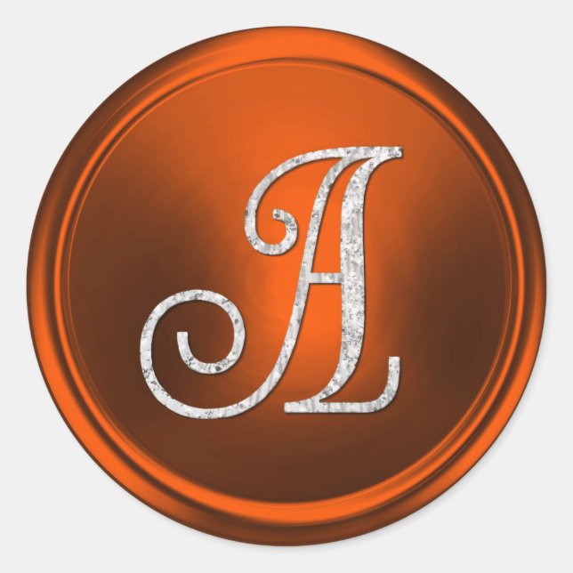 ALLE INITIALEN Silber Monogramm 3 Kürbis Rost Runder Aufkleber (Vorderseite)