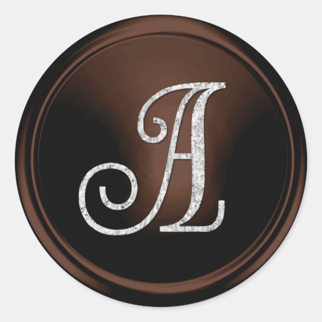 ALLE INITIALEN Silber Monogramm 3 Schokolade Runder Aufkleber (Vorderseite)