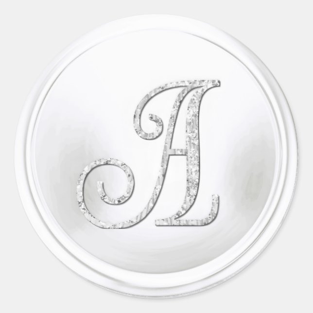 ALLE INITIALEN Silber Monogramm 3 Weiß Runder Aufkleber (Vorderseite)