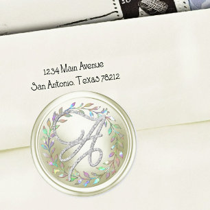 ALLE INITIALEN Silber Schrift Monogramm Off White  Runder Aufkleber