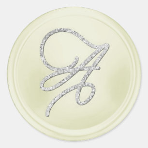 ALLE INITIALEN Silber Schrift Monogramm Off White Runder Aufkleber