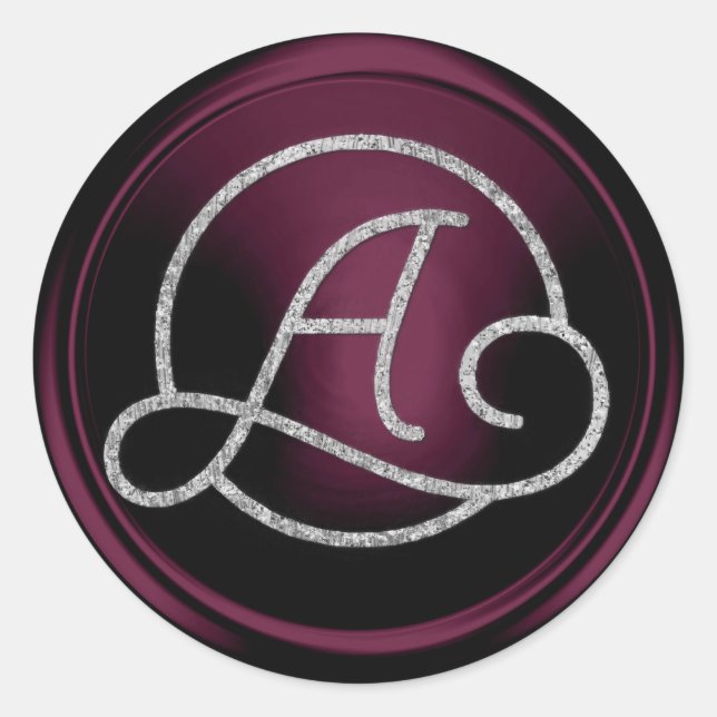 ALLE INITIALEN Silberner Kreis-Monogramm Dunkle Pf Runder Aufkleber (Vorderseite)