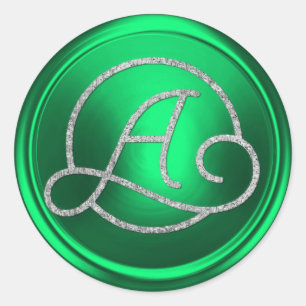 ALLE INITIALEN Silberner Kreis-Monogramm Kelly Gre Runder Aufkleber