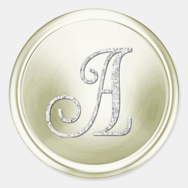 ALLE INITIALEN Silbernes Monogramm 3 Cremeweiß Runder Aufkleber (Vorderseite)