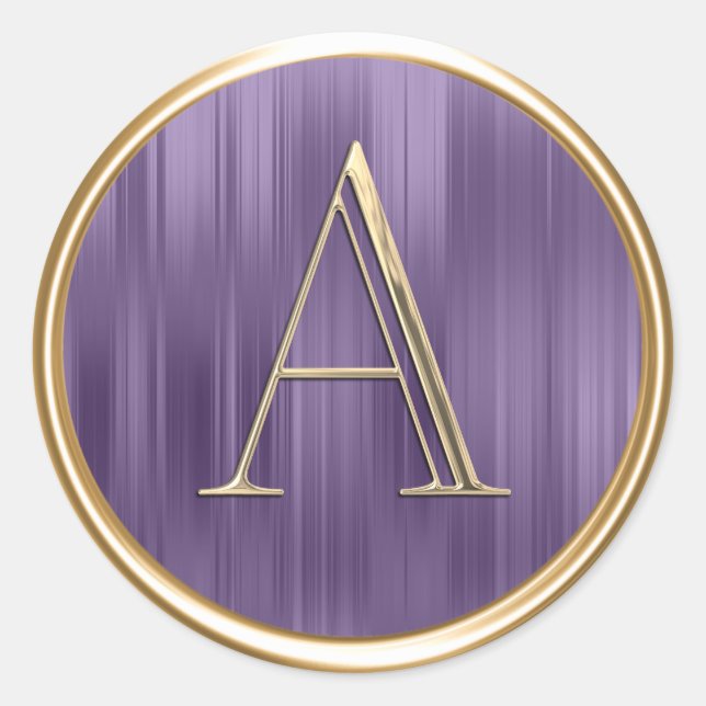 ALLE INITIALS Gold Monogram Dusty Lavendel Lila Runder Aufkleber (Vorderseite)