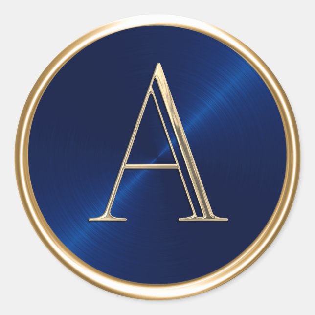 ALLE INITIALS Gold Monogram für Navy Blue Runder Aufkleber (Vorderseite)