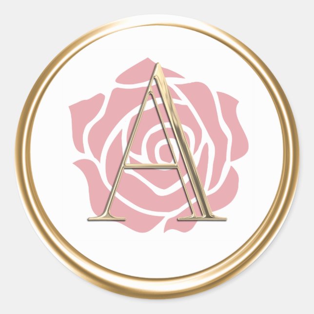 ALLE INITIALS Gold Monogram Jegliche Rose Runder Aufkleber (Vorderseite)