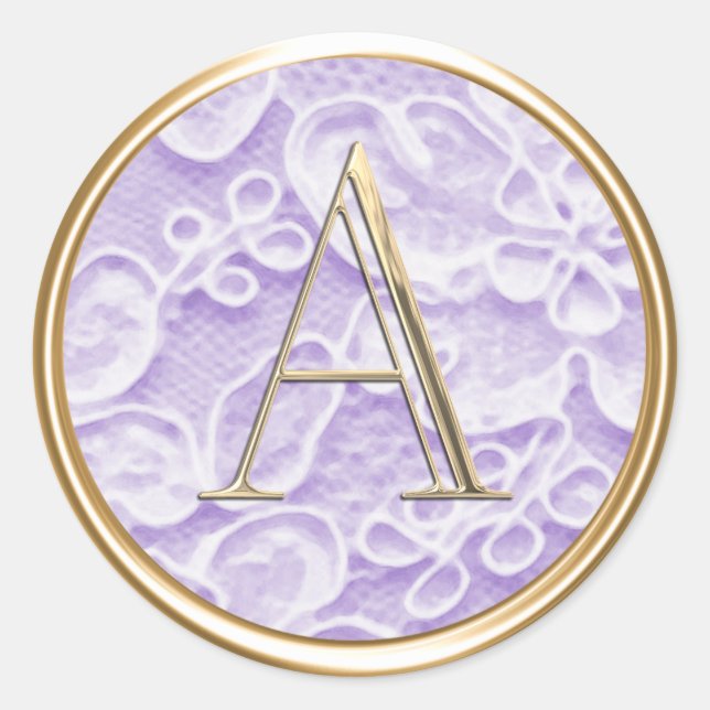 ALLE INITIALS Gold Monogram Lavendel Lila Spitze Runder Aufkleber (Vorderseite)