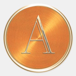 ALLE INITIALS Gold Monogram Orange Muster Runder Aufkleber