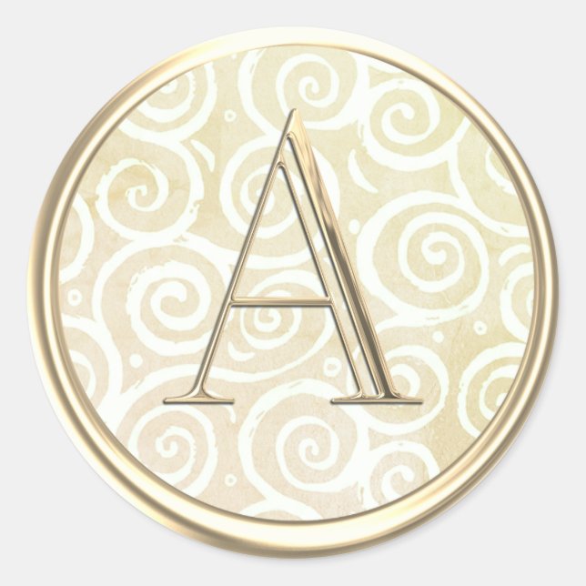 ALLE INITIALS Gold Monogramm Abstraktes Swirbelmus Runder Aufkleber (Vorderseite)