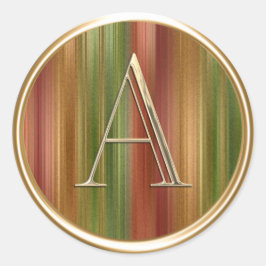 ALLE INITIALS Gold Monogramm auf Erdtonstreifen Runder Aufkleber