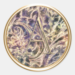 ALLE INITIALS Gold Monogramm auf Muster Runder Aufkleber