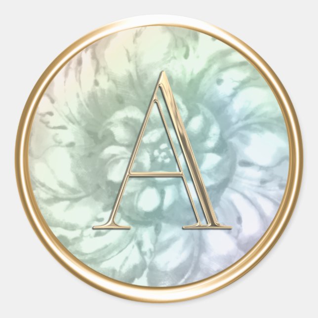 ALLE INITIALS Gold Monogramm auf Regenbogenperle Runder Aufkleber (Vorderseite)