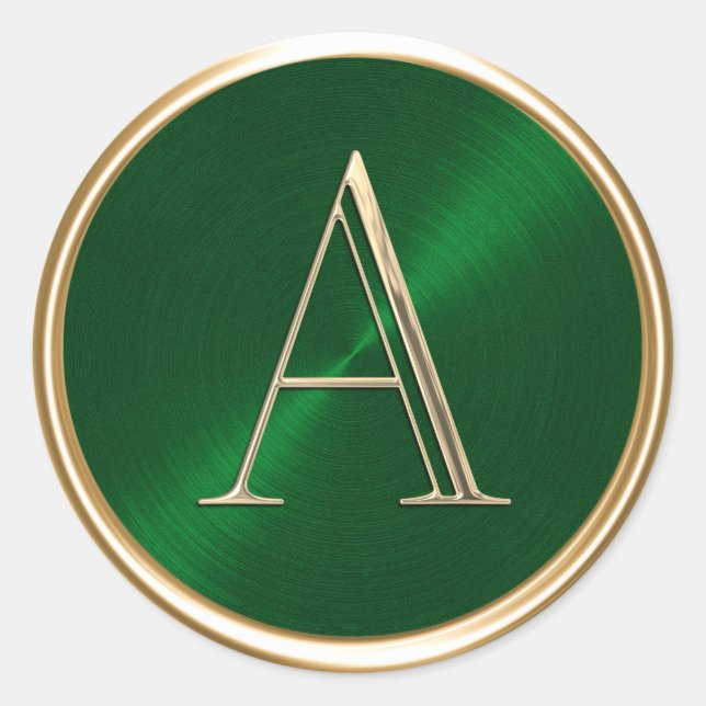 ALLE INITIALS Gold Monogramm auf Smaragdgrün Runder Aufkleber (Vorderseite)