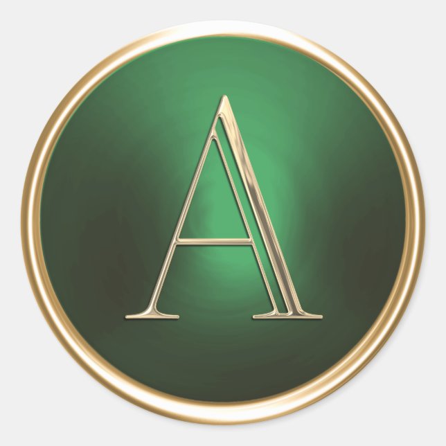 ALLE INITIALS Gold Monogramm auf Smaragdgrün Runder Aufkleber (Vorderseite)