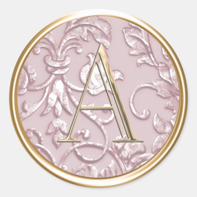 ALLE INITIALS Gold Monogramm Dusty Rose Rosa Damas Runder Aufkleber (Vorderseite)