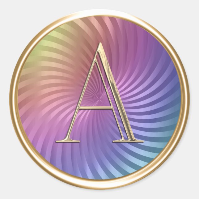 ALLE INITIALS Gold Monogramm farbiger Twirt Runder Aufkleber (Vorderseite)