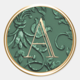 ALLE INITIALS Gold Monogramm für Smaragdgrüne Dama Runder Aufkleber