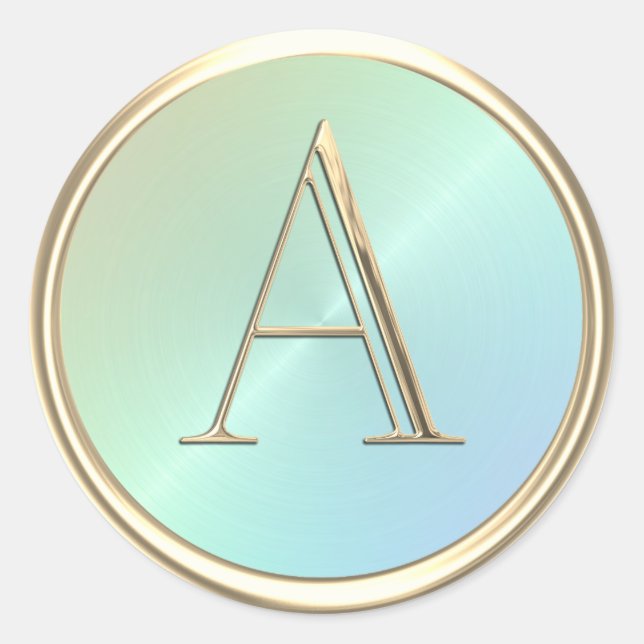 ALLE INITIALS Gold Monogramm Rainbow Iridesent Runder Aufkleber (Vorderseite)