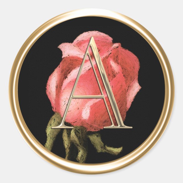ALLE INITIALS Gold Monogramm Rosa Rosa Schwarz Runder Aufkleber (Vorderseite)