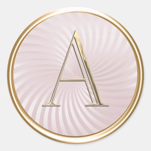 ALLE INITIALS Gold Monogramm Rosa Rose Runder Aufkleber (Vorderseite)