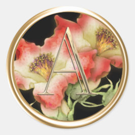 ALLE INITIALS Gold Monogramm Rote und Weiße Lilien Runder Aufkleber