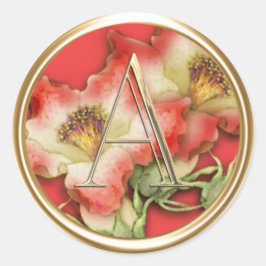 ALLE INITIALS Gold Monogramm Rote und Weiße Lilien Runder Aufkleber