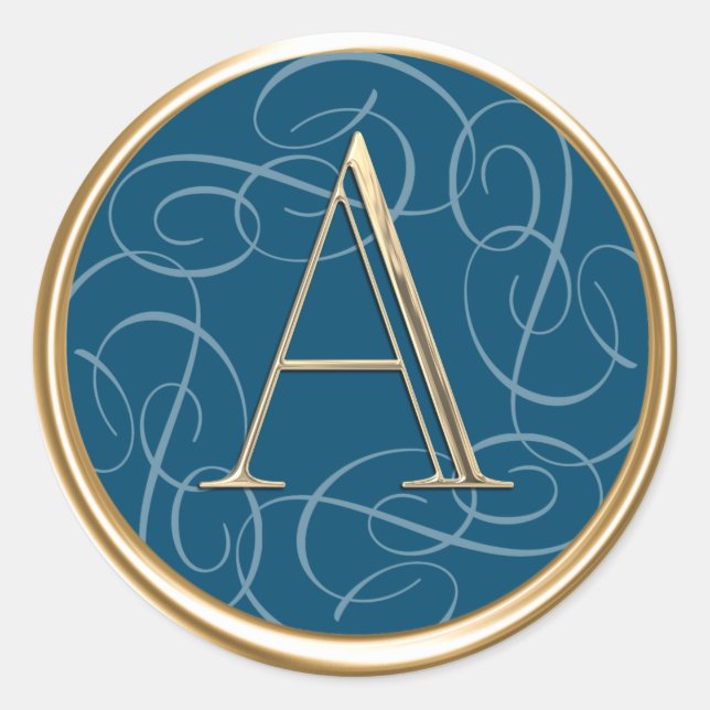 ALLE INITIALS Gold Monogramm Swirbeln auf einer be Runder Aufkleber (Vorderseite)