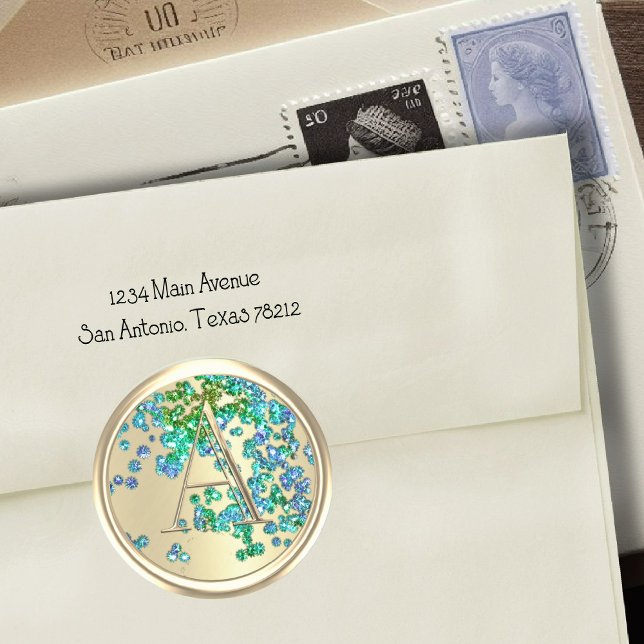 ALLE INITIALS Monogramm farbiger Glitzer Confetti Runder Aufkleber (Von Creator hochgeladen)