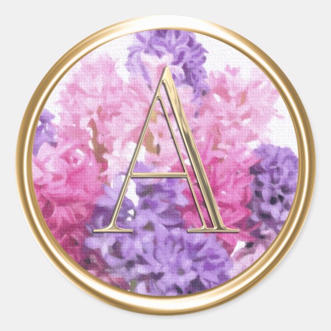 ALLE INITIALS Monogramm Pink Lila Hyazinthe Runder Aufkleber (Vorderseite)