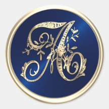 ALLE INTIALS Gold Monogram Initial Navy Blue