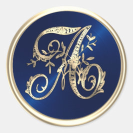ALLE INTIALS Gold Monogram Initial Navy Blue Runder Aufkleber