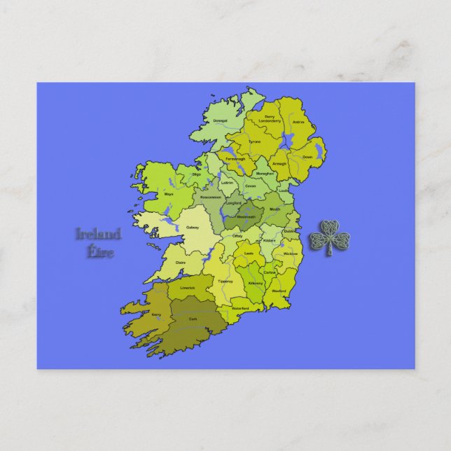 Alle Irish Map Irland Postkarte (Vorderseite)