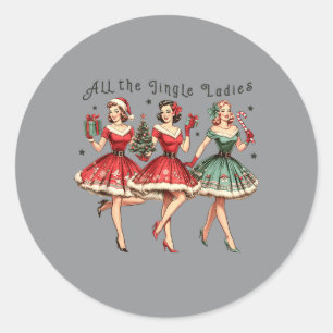 Alle Jingle-Damen Lustiges Vintage-Christmas Runder Aufkleber