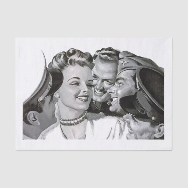 Alle Jungs Vintages Button-Up-Mädchen  Seidenpapier (Vorderseite)