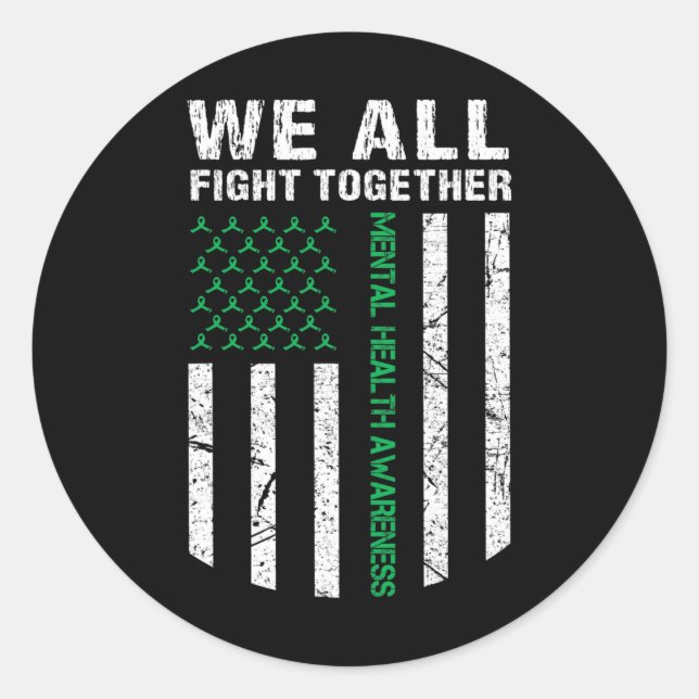 Alle kämpfen gemeinsam mit der US-Flagge Auszeichn Runder Aufkleber (Vorderseite)