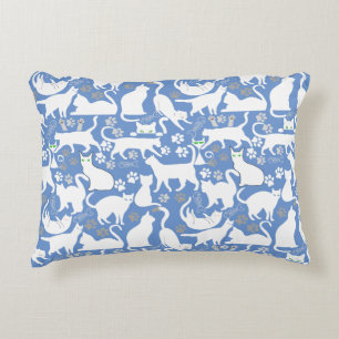 Alle Katzen Muster.w.bx4 L Blau BG Dekokissen