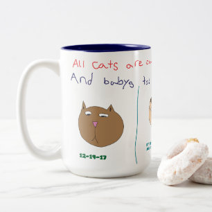 Alle Katzen sind niedlich! Zweifarbige Tasse