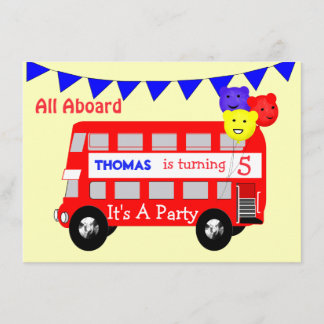 Alle Kinder an Bord des Big Red Bus Party Einladung