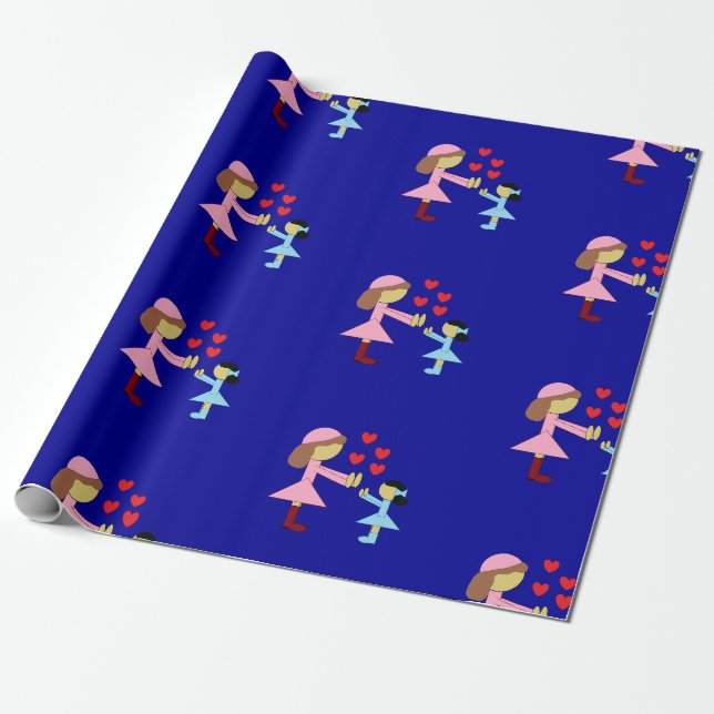 Alle Kinder brauchen Liebe:  Dunkelblau Geschenkpapier (Ungerollt)