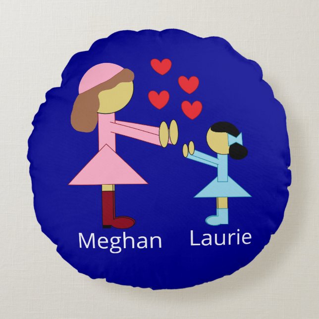 Alle Kinder brauchen Liebe: Dunkelblau Rundes Kissen (Vorderseite)