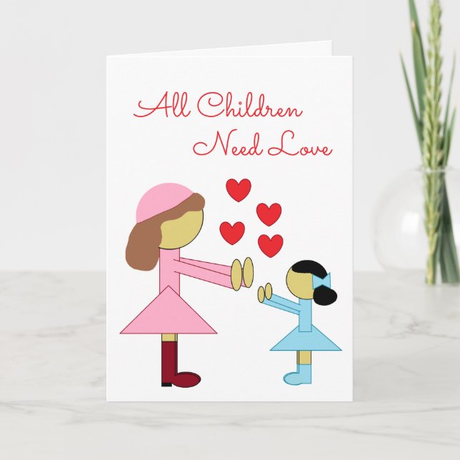 Alle Kinder brauchen Liebe: Weißer Leder Karte (Vorderseite)